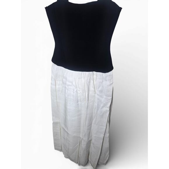 New with Tags La Ligne Henriette Dress L Black Ivory Knit Drop Waist Slit Flowy - Picture 5 of 16